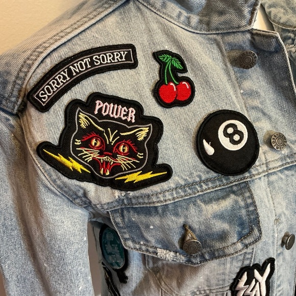 Civil Regime “Sorry Not Sorry” Patch Denim Jacket Women’s XS - Picture 8 of 16